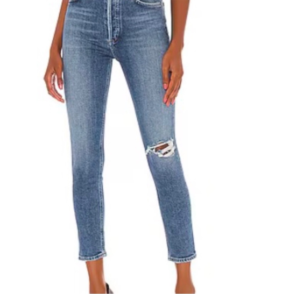 AGOLDE Nico Jeans Skinny Women Sz 28 Straight Distressed Blue‎
